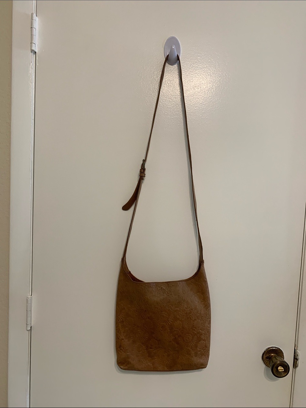 The Sak Tan Embossed Leather Crossbody Bag